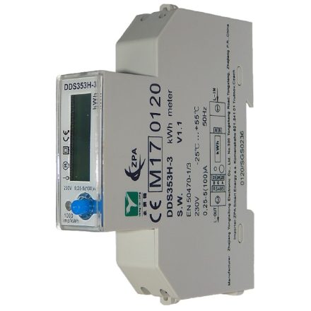 DDS 353H-3; 1F Power Meter of active energy, 100A,  RS485, Modbus RTU